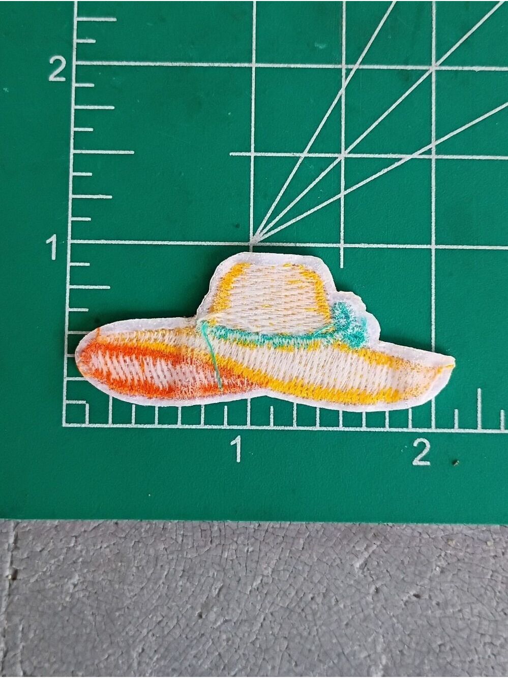 Yellow Wide-Brim Sun Hat Patch with Teal Accent - Picture 2 of 2